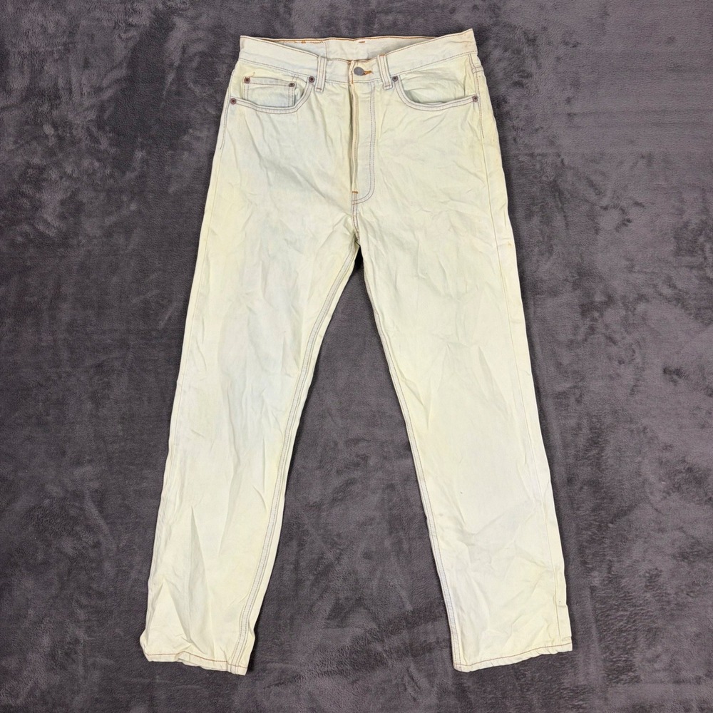 Vintage Levis Jeans Men 32x30 Yellow 501 Button Fly Straight Leg Made in USA 90s